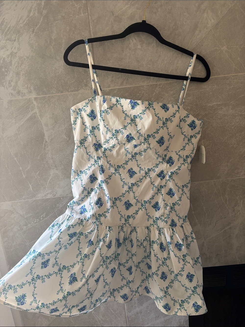 Altar’d State White Floral Spaghetti-Strap Swing Top